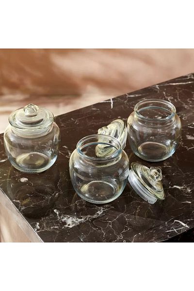 Home Box Atlanta 3-Piece Belly Glass Jar Set - 600 ml