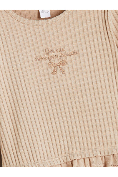 LC Waikiki Lcw Kids Brown Crew Neck Girls T-Shirt and Leggings