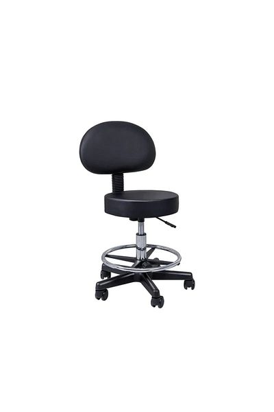 Mariani Professional Black Swivel Stool With Backrest & Footrest