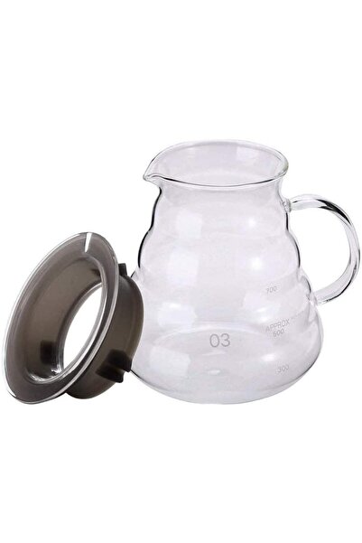 LUXURY 700ml Glass Coffee Server, Heat Resistant V60 Drip Pot with Lid, Clear Design