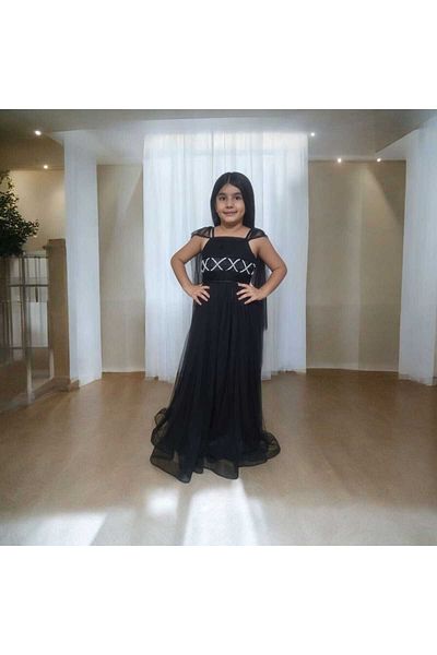 Ahsenimbebe Askili Roba Cross Silk Thread Long Gezboy Evening Dress