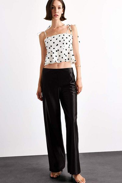 DeFacto New Season Relax Fit Regular Waist Straight Leg Satin Trousers