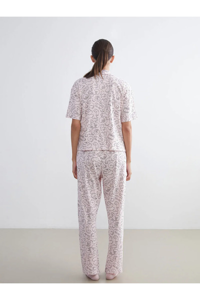 LC Waikiki LCW DREAMPembe Gömlek Yaka Baskılı Kadın Pijama Takımı