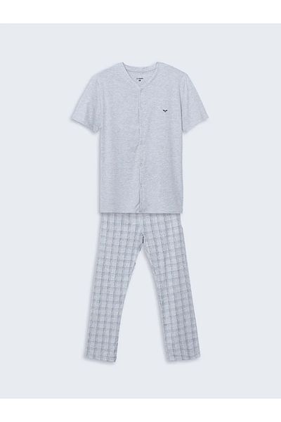 LC Waikiki Lc waikikigrey standard mold men's pajama set