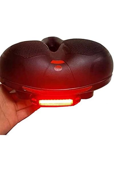 IQTENA Wide and Comfortable Bike Seat with Memory Foam Cushion and LED Lights