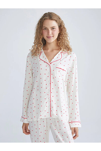 LC Waikiki LCW DREAMEkru Gömlek Yaka Baskılı Kadın Pijama Takımı