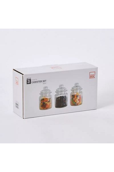 Home Box Myra 3-Piece Glass Canister Set