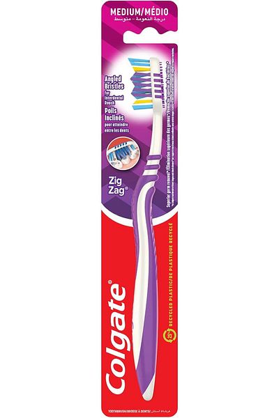 Colgate Zigzag Flexible Tongue Cleaner Toothbrush, M Size, Various Colors, Manual, Adult