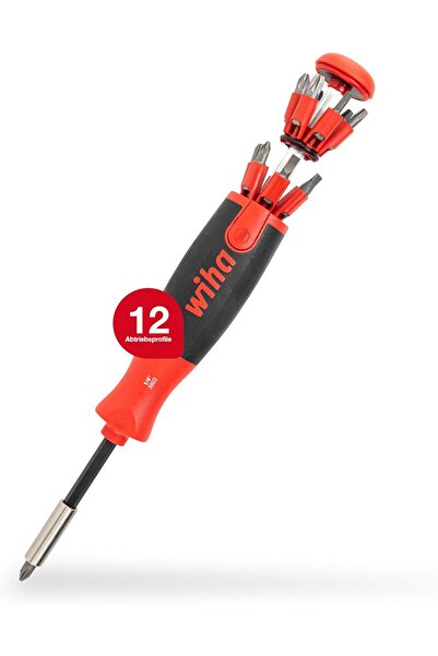 wiha مفك براغي مغناطيسي 38605 LiftUp 25 مع تخزين للبت (SL، PH، PZ، TX)