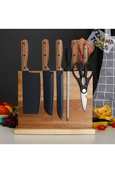 OEM Magnetic Knife Stand, Double-Sided, IZAANA TOOLS®, Acacia Wood, 29.6x21.8x10.4