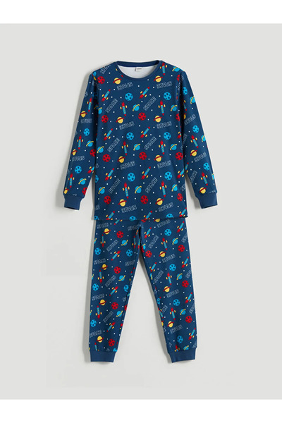 LC Waikiki Lcw dreamnavy blue Printed boy's pajama set