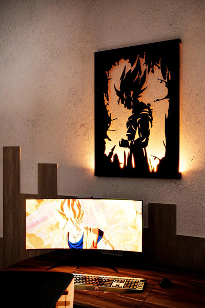 EFSA Games Dragon Ball Z Goku Ledli Işıklı Mdf Ahşap Çerçeve Tablo