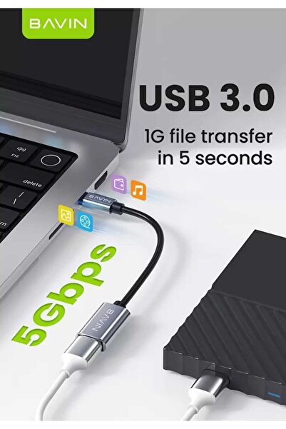 Bavin OTG-54 Type-C to USB 3.0 Adapter for Laptops, Tablets, Printers, Mouse, Keyboard