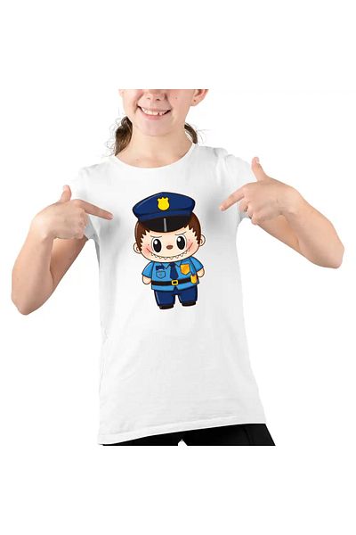 OEM Labubu Policeman Kids Girls T-Shirt