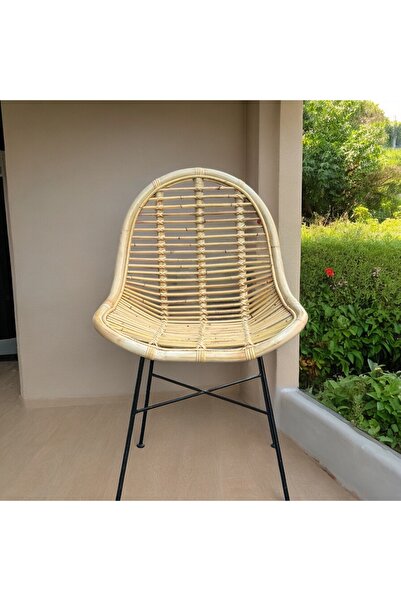 VERSA Metal Ayaklı Rattan Sandalye ,Doğal Dayanıklı Balkon ve Teras Sandalyesi