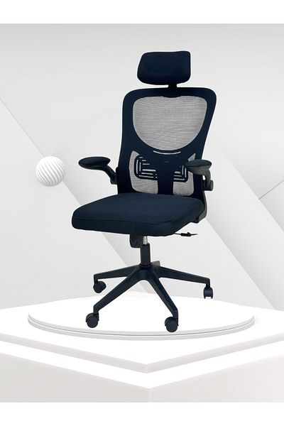 TSUMAB Ergonomic High-Back Office Chair with Headrest & Adjustable Armrests – Black