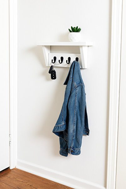 Efem Dekor 4 kancalı Ahşap Anahtarlık Hol Antre Askılık Duvar Portmanto Askıl...