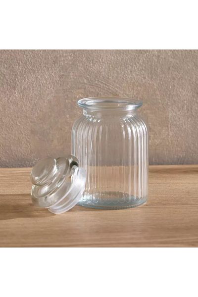 Home Box Essential Ribbed Glass Jar - 1 L