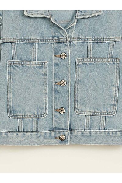 Zekids Jachetă de blugi pentru fete cu buzunar lateral cangur