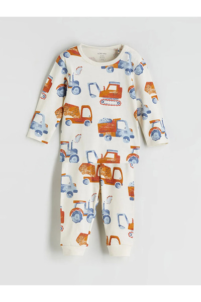 LC Waikiki Lcw baby ecru bicycle collar boy baby pajama set