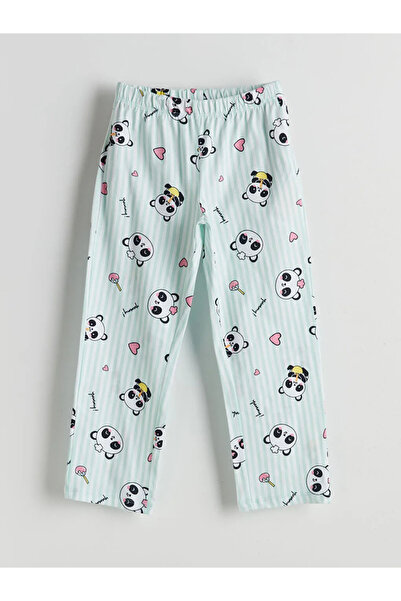 LC Waikiki Lcw Kidsturquoise Printed Combed Cotton Girls Pajamas Suit