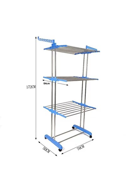 OEM Suport de uscat haine 3 nivele, pliabil, pe roți, 50 kg, metal + plastic rezistent
