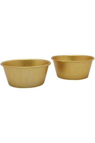 cc bin shihon Aluminum Cream Mold 2-Piece Golden 10.5 cm | Dessert Bowls for Pudding, Crème Brûlée, Custard