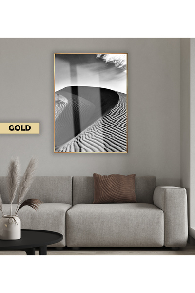 Harika bir ev Model de deșert alb-negru 3 | Tablou din sticlă temperată înrăm...