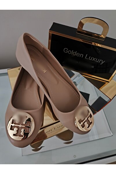 Golden Tory Borc Model Gold Women's Ballet Flats with Accessories