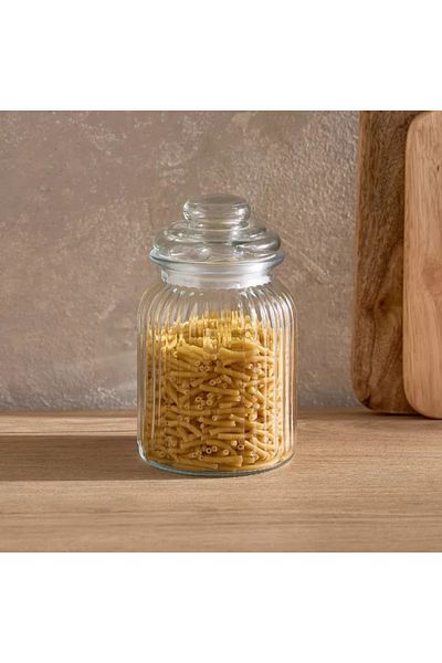 Home Box Essential Ribbed Glass Jar - 1 L