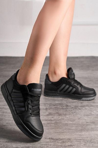 ALTUNTAŞ Women - Men Seasonal Non-Slip Comfortable Sole Lace-Up Sneaker Sports Shoes Black