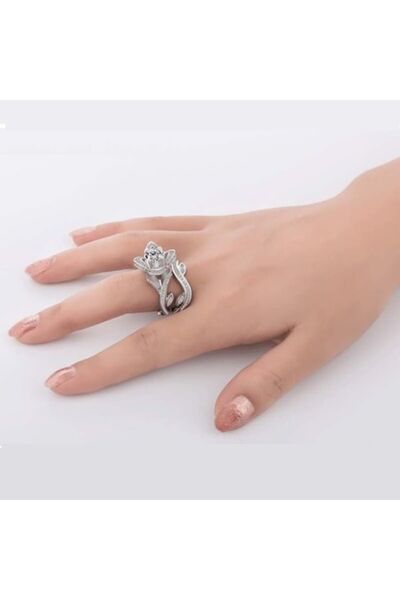Trendy Secret Women's Silver Plated Ring with Topaz Stone, Size 8/L/EU 57