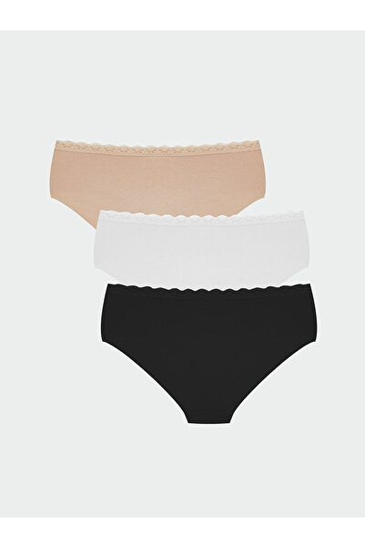 LC Waikiki Selecții strălucitoare de la Shining Store |   Chiloți hipster cu detaliu din dantelă, pachet de 3