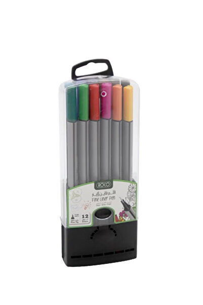 Roco Fine Liner Pen Set – Assorted Ink Colors, 0.45 mm Fine Tip, 12 Pieces
