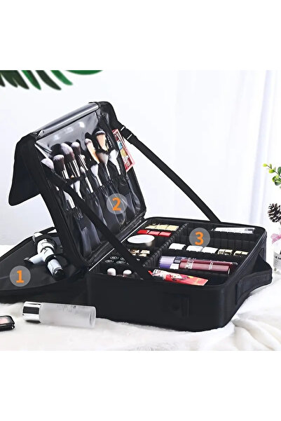 CEDAN Професионална козметична чанта с голям капацитет, с регулируеми прегради