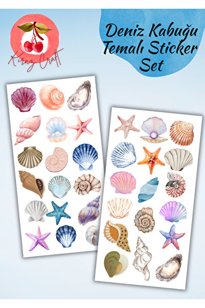 Kiraz Craft Deniz Kabuğu ve Yıldızı Temalı Sticker Etiket Set - Ajanda Bullet...