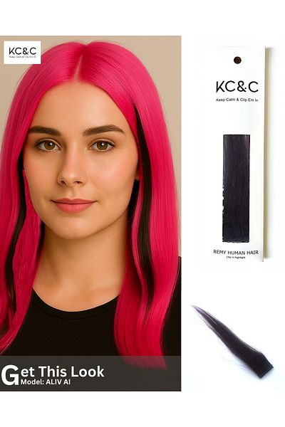 keep calm Jet Black Hair Highlight Extension Clip-in