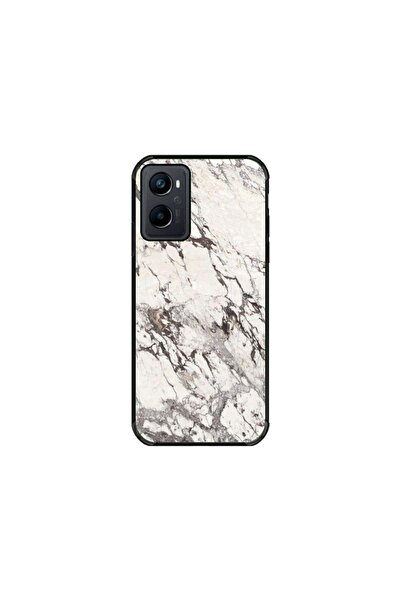 Atlas Husa personalizata si Folie de Silicon OPPO A96, White Marble, multicolor, S1D1M0325