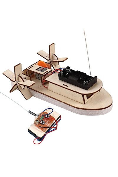 SSMEDIA Barcuta cu motor, radio teleghidata cu telecomanda, Do It Yourself de asamblat, din lemn