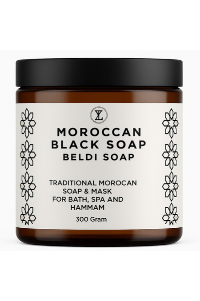 VİSKOYAT Moroccan Black Soap 300g – 100% Natural Spa, Turkish Bath Body Peeling Soap Without Additives