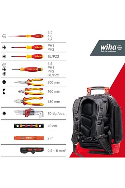 wiha Electrician's Tools Backpack with 28 Pieces by (45528)