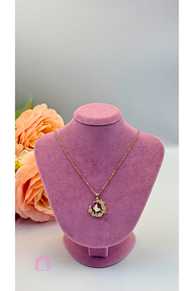 Moond Accessories الصلب الذهب اللون الزركون حجر الفراشة نموذج قلادة