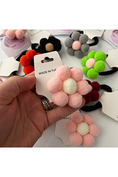 klubeconcept Handmade Pompom Flower Hair Clip 10 Colorful Soft Accessory