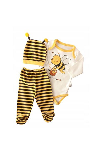 SSMEDIA Set children's outfit, includes bodysuit, pants, and cap - Bee model, size 68