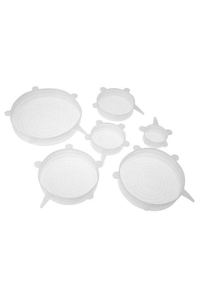 SSMEDIA Set of 6 Reusable Silicone Lids for Preserving Food Freshness - Transparent