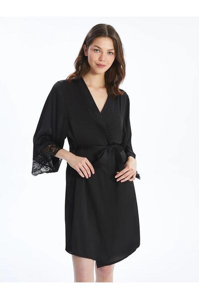 LC Waikiki Lcw Double Breasted Collar Satin Women's Dressing Gown (W5)