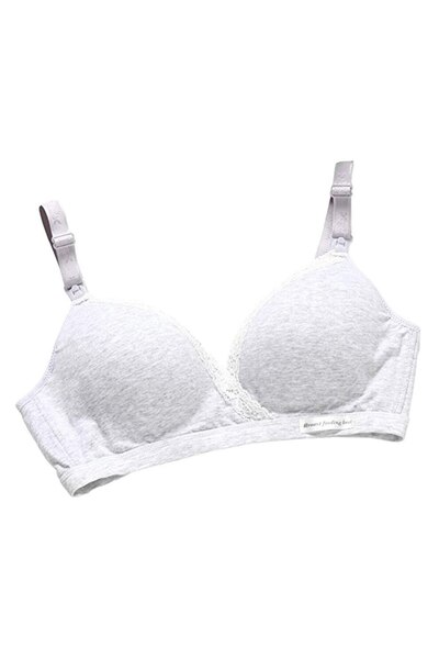 SSMEDIA Maternity Bra for Pregnancy and Nursing, 2-in-1 - Grey, Size 36