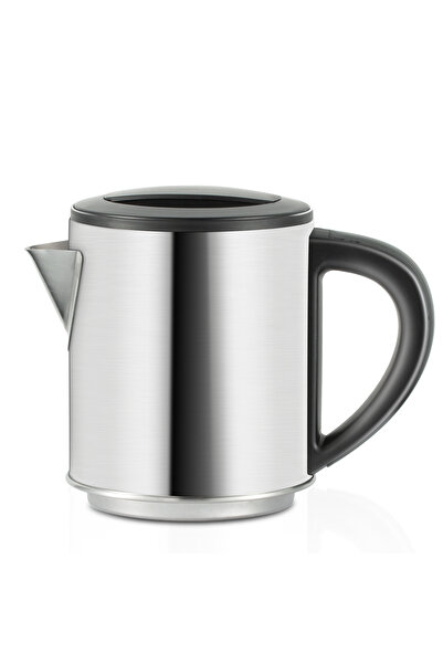 Silver Crest Stainless Steel Turkish Tea Kettle Set, 1L teapot + 2.3L electric base, ideal for rich, warm brews.