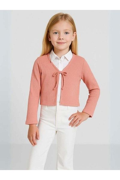 Zekids Girl's Seasonal Knitted Tie-Up Cardigan