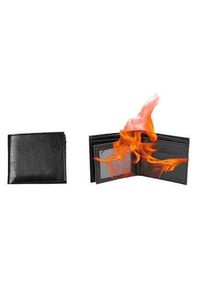 Cozevdnt - Leather Wallet, 13x11x3cm, set with magic flame trick